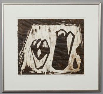 AHTI LAVONEN, träsnitt 1/20, signerad och daterad 1956.