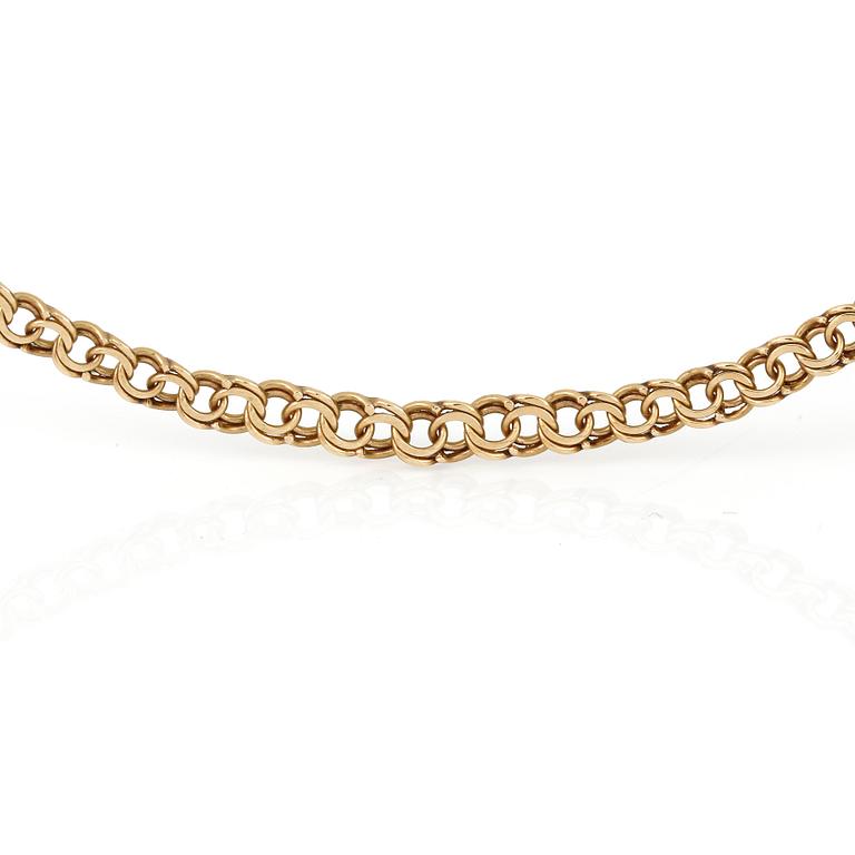 COLLIER, guld 18K, otydliga svenska stämplar, 1900-talets andra hälft. Vikt ca 7 gram.