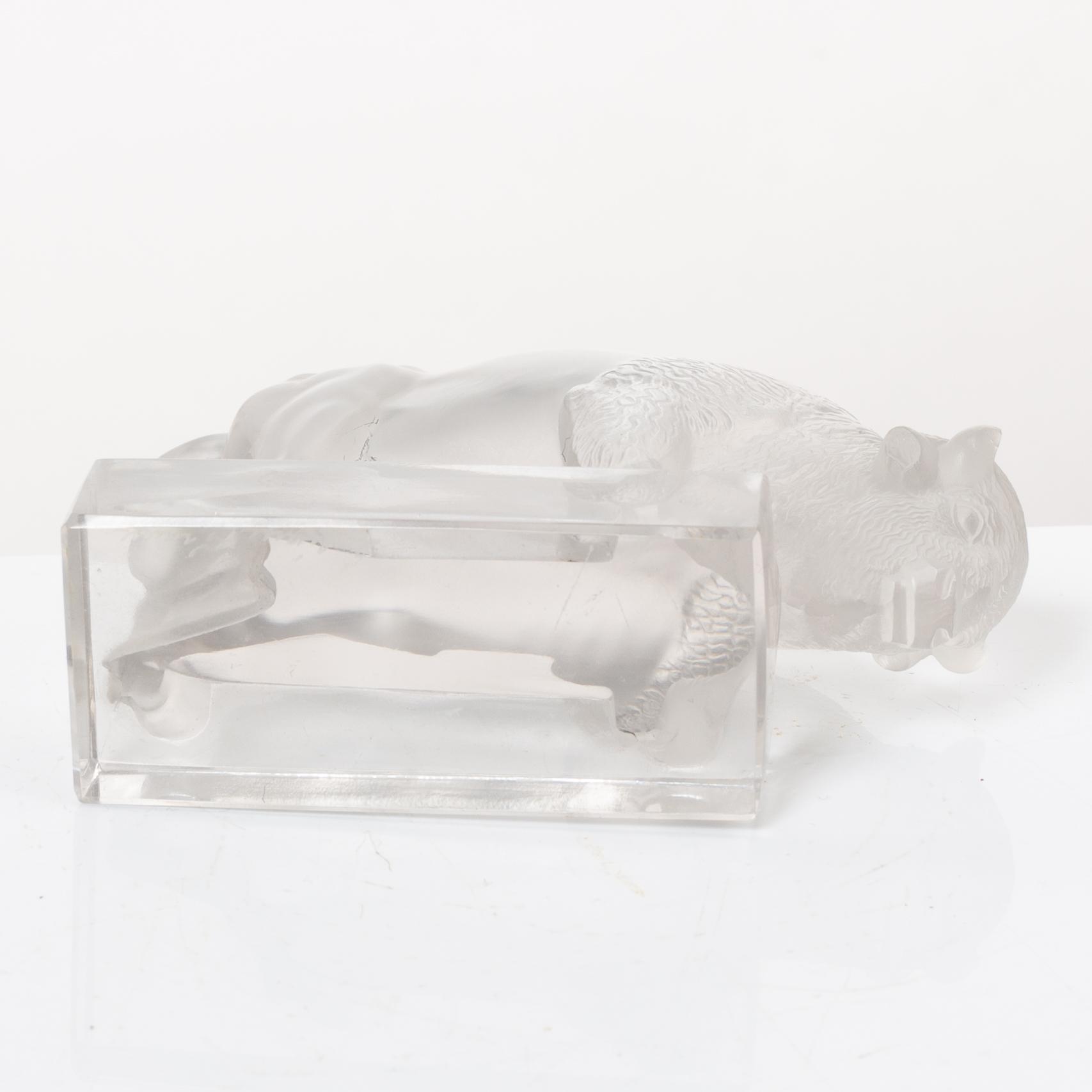 9 glass figurines, Lalique, France.