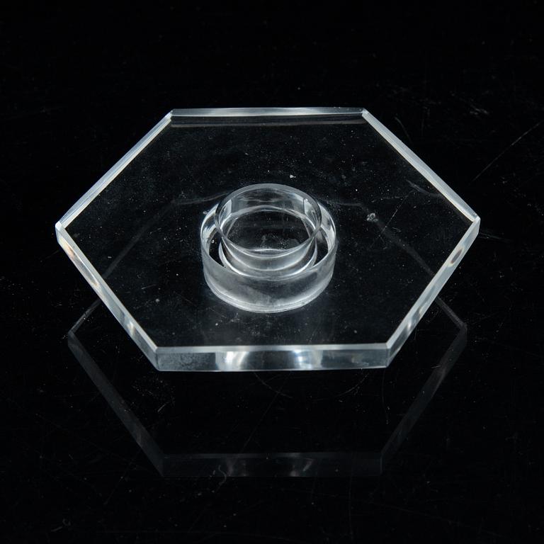 Lalique, a pair of glass candlestick, signed Lalique France, second half of the 20th century.