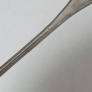 A set of three Swedish silver sauce ladles and a small sauce bowl, mark of Johan Petter Grönwall,  Stockholm 1824-37.
