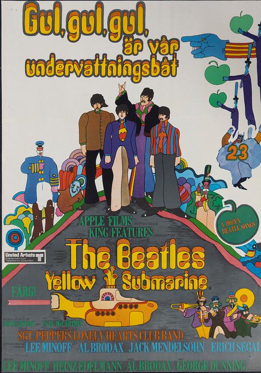 A vintage movie poster, 'The Beatles Yellow Submarine', 1968.