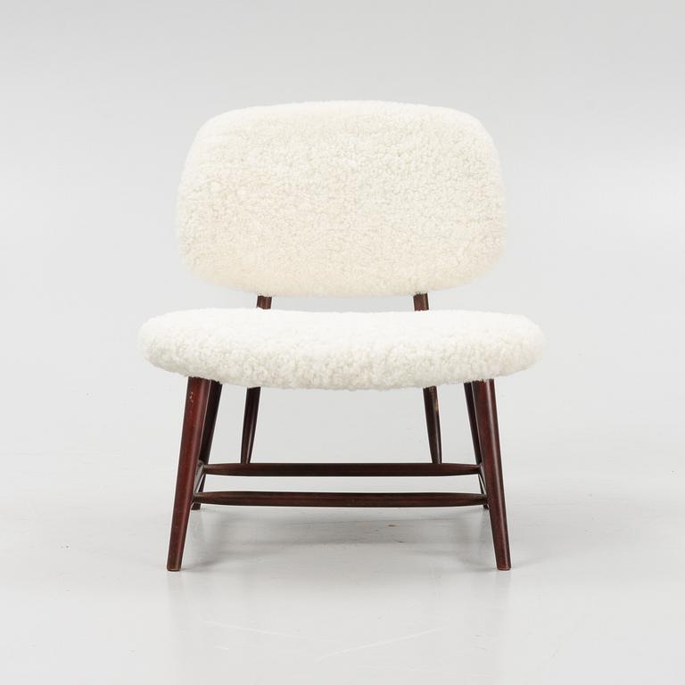 Alf Svensson, a 'TeVe', easy chair with new sheepskin upholstery, Bra Bohag, Studio Ljungs Industrier, 1950s.