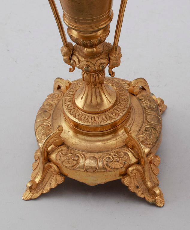 KANDELABRAR, 1 par, förgylld metall, nyrokoko, 1800-talets andra hälft.