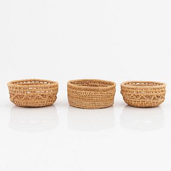 A three root baskets, Sweden, 20th Century.