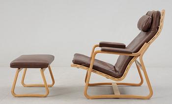 FÅTÖLJ samt PALL, France & Daverkosen, Danmark, 1900-talets andra hälft.