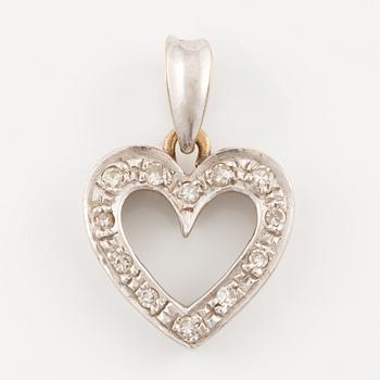 Pendant, in the shape of a heart, 18K white gold with octagonal-cut diamonds.