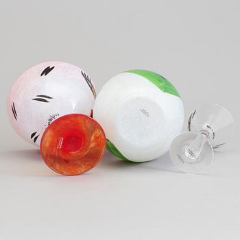 Three ULRICA HYDMAN-VALLIEN glass items from Kosta Boda.