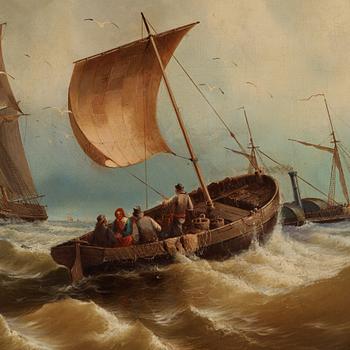 Ferdinand Friedrich Weiss, Marine with sailing ship off the coast.