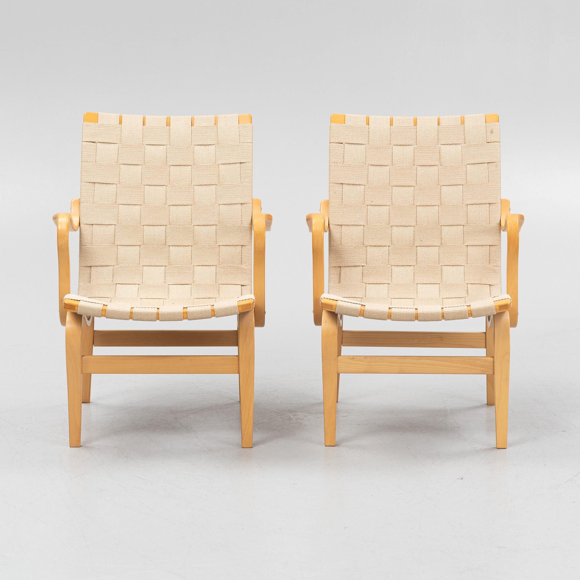 Bruno Mathsson, fåtöljer, ett par, "Eva", Dux.