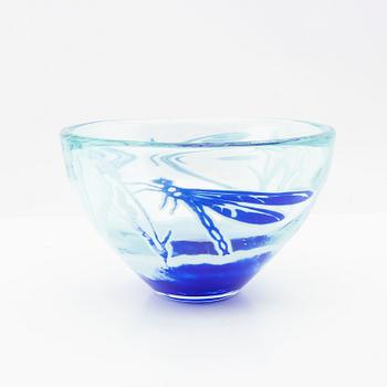 Astrid Gate, "Dragonfly" bowl, Johansfors, signed and numbered.