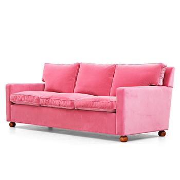 194. Josef Frank, a pink velvet upholstered three seated sofa, Svenskt Tenn, model 3031.