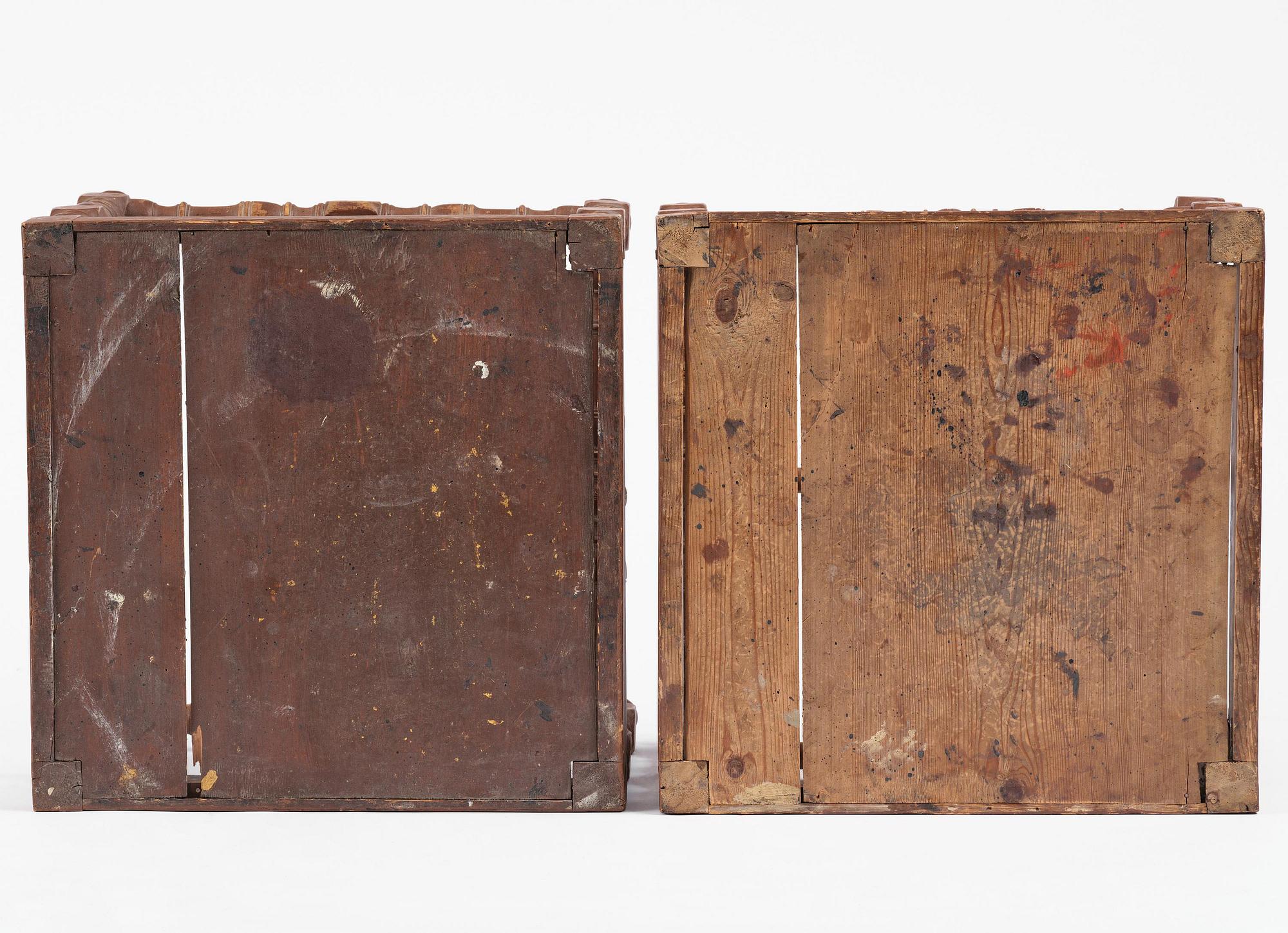 A pair of Swedish baroque stools, circa 1700.