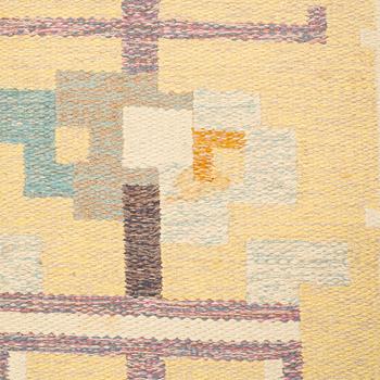 Agda Österberg, a carpet, flat weave, ca 303 x 194 cm, an embroidered signature at the back.