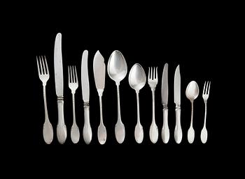 A 208-piece silverware set made by W.A. Bolin in Stockholm 1948-1951. Model F.