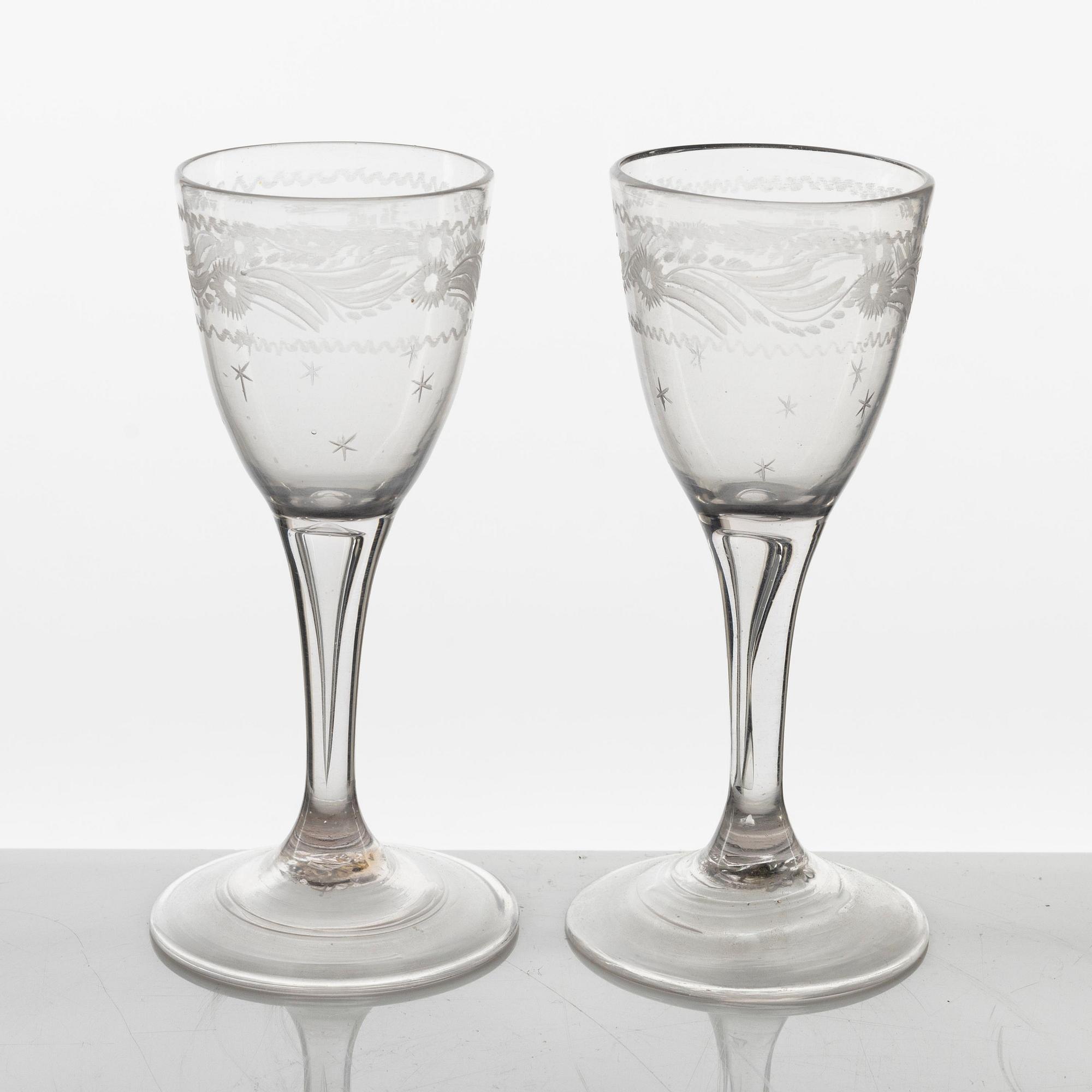 Spetsglas, ett par, Sverige, omkring år 1800.