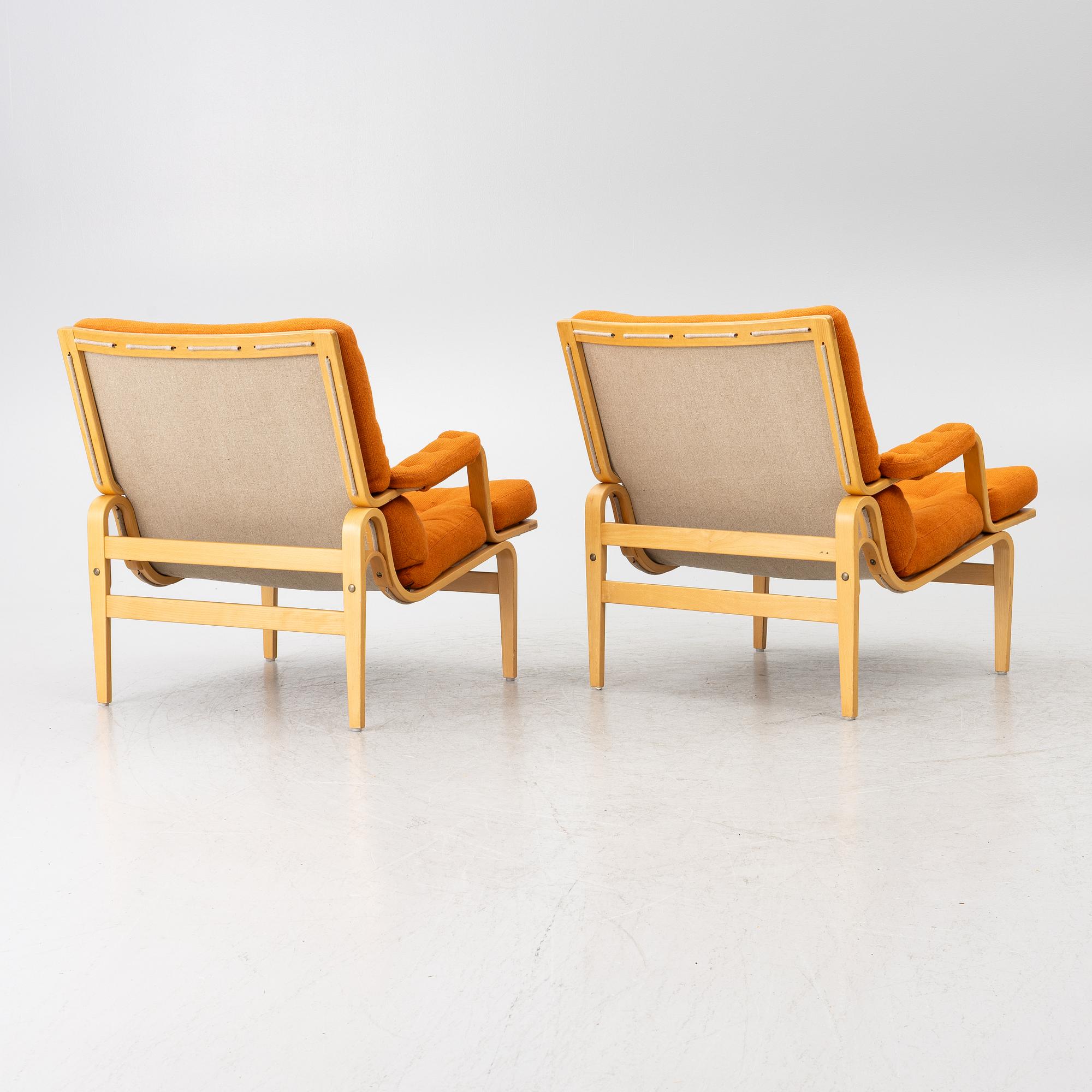 Bruno Mathsson, a pair of 'Ingrid' armchairs, Dux.