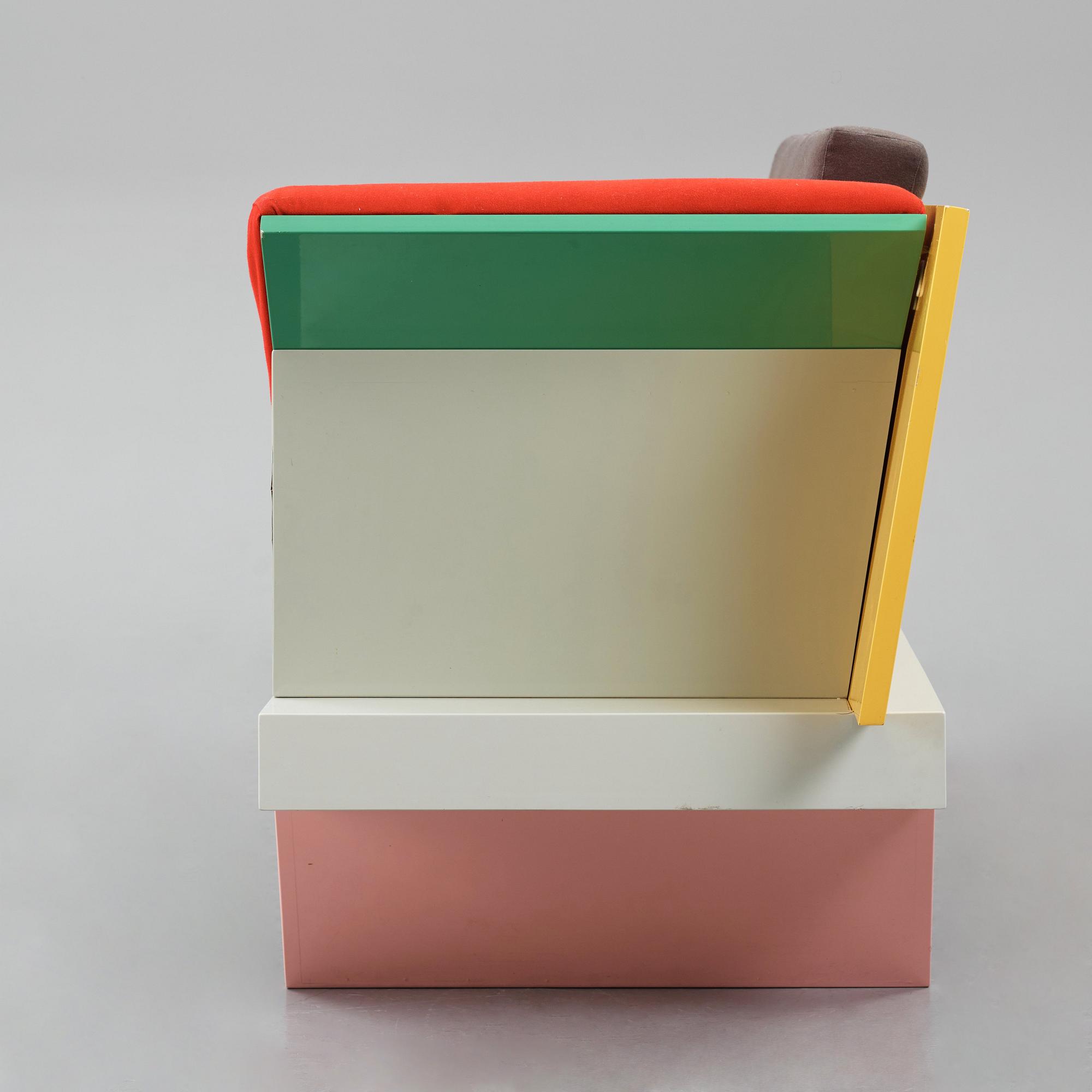 Peter Shire, a "Big Sur" sofa, Memphis, Italy, post 1986.