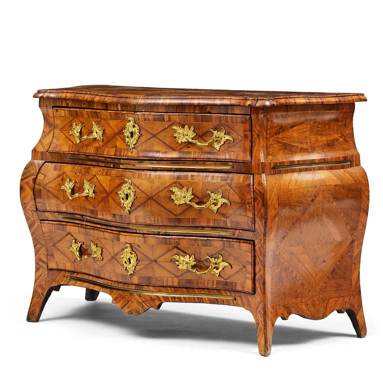 A Swedish parquetry rococo commode, Stockholm, later part 18th century.