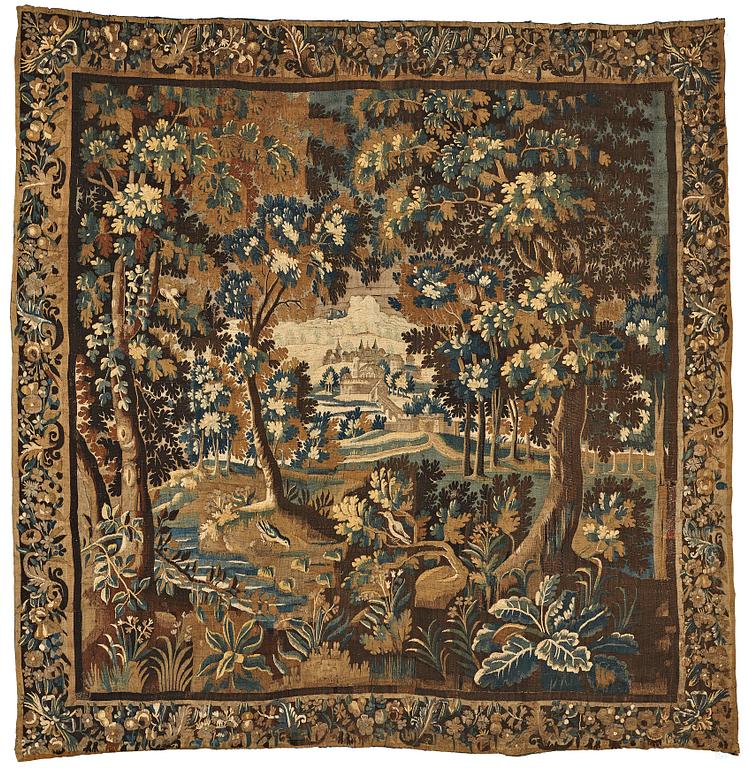 A TAPESTRY, tapestry weave, "a Verdure", ca 268-277 x 264,5-266 cm, Flanders around 1700.