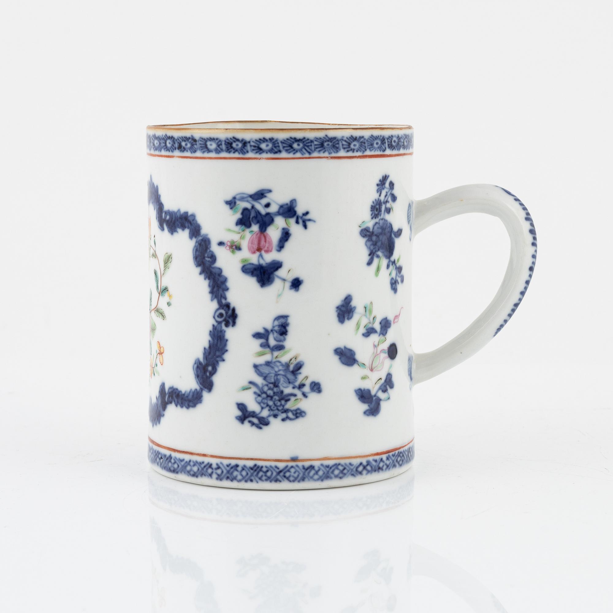 Mugg, porslin. Qingdynastin, Qianlong (1736-95).