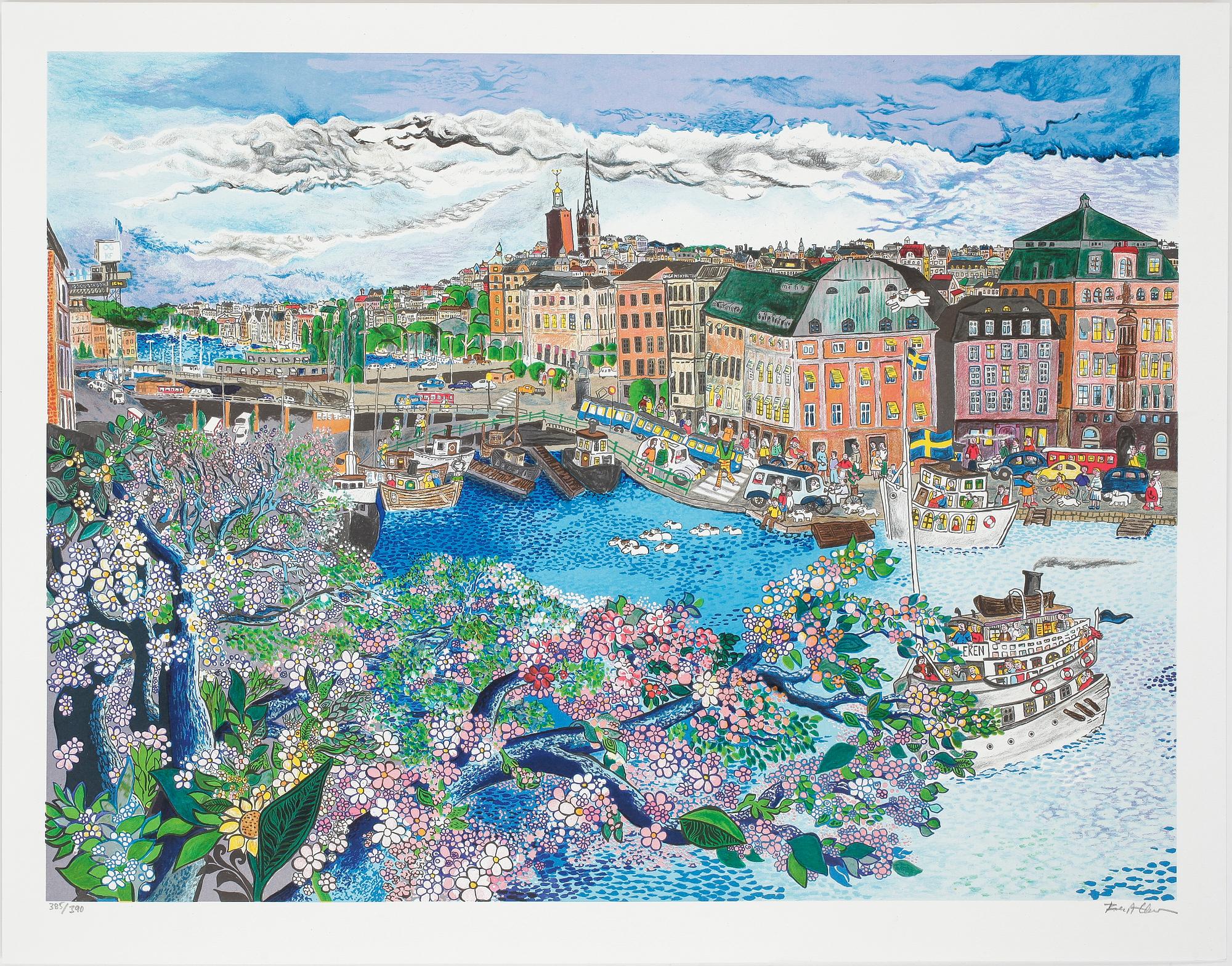 BENGT ELDE, 2 st färglitografier, signerade i blyerts och numrerade 385/390 samt 225/385.