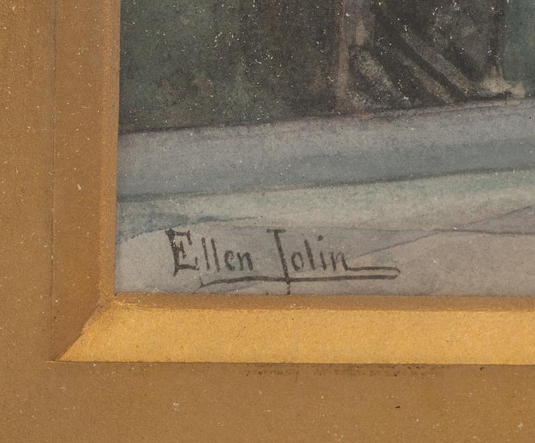 ELLEN JOLIN, akvarell, signerad.