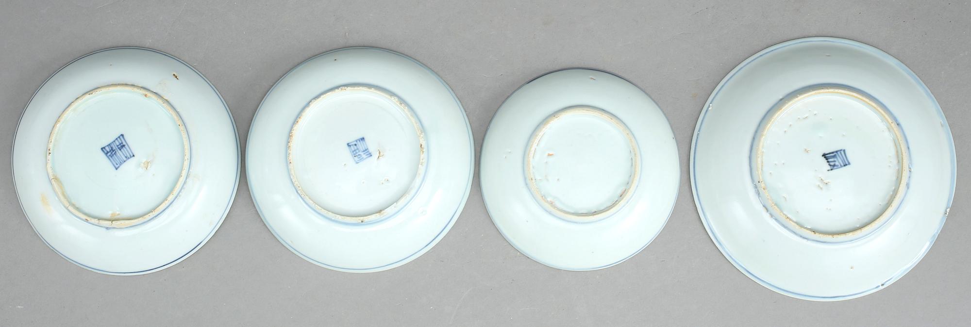 FAT, 4 st, porslin, Ming dynastin, Wanli (1572-1620).