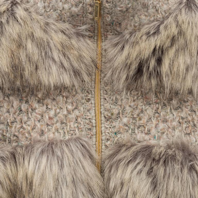 Chanel, a wool and fake fur jacket, A/W 2018/2019, size 34.