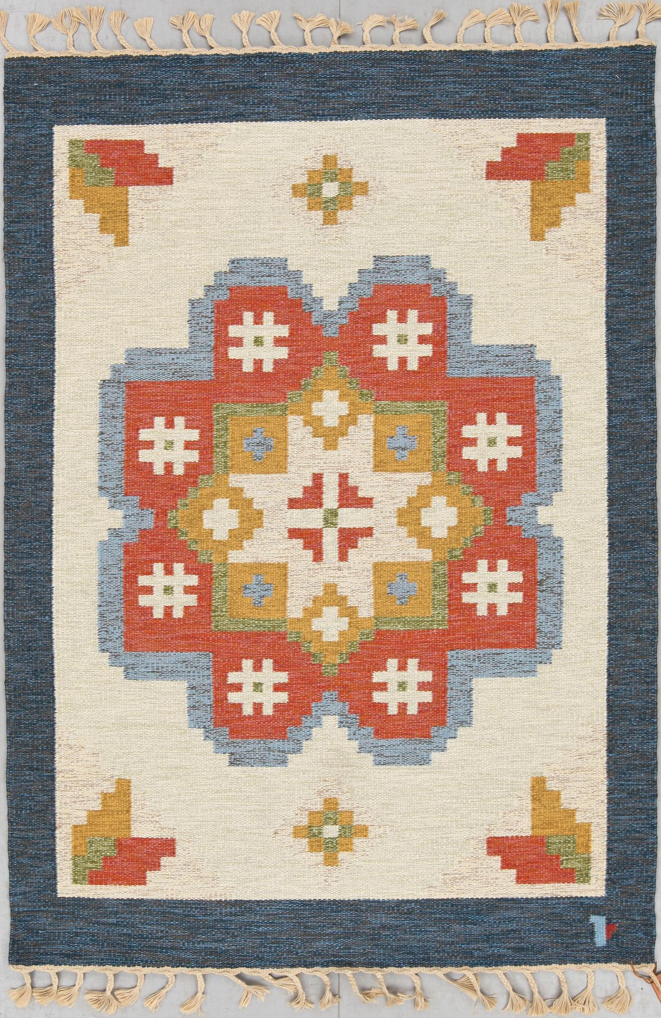 MATTA, rölakan, "Lister", Erik Lundberg, Vävargården Eringsboda. 1900-talets andra hälft. Ca 200x140.