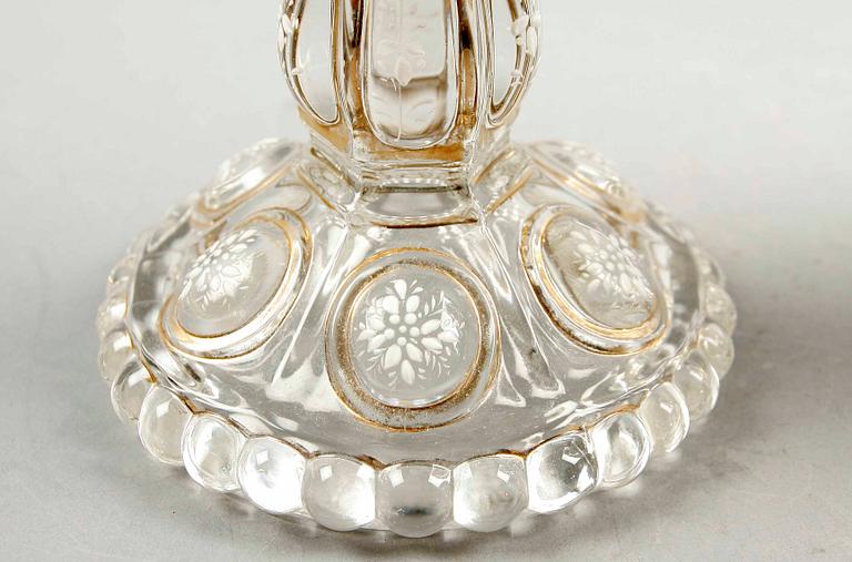 LJUSSTAKAR, ett par, glas, 1800/1900-tal.