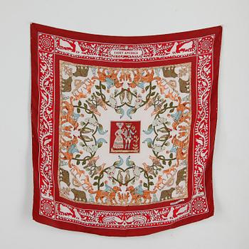 SCARF, siden, "Early America", design Francoise De La Perriere, Hermès, Paris.