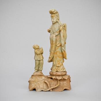 FIGURGRUPP, soapstone, Kina, sen Qing.