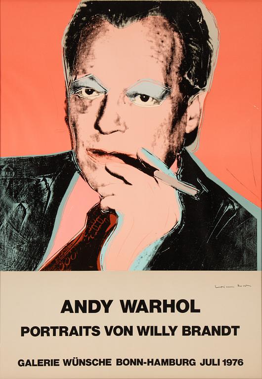 Andy Warhol, after, poster, 1976. Signed by Willy Brandt.