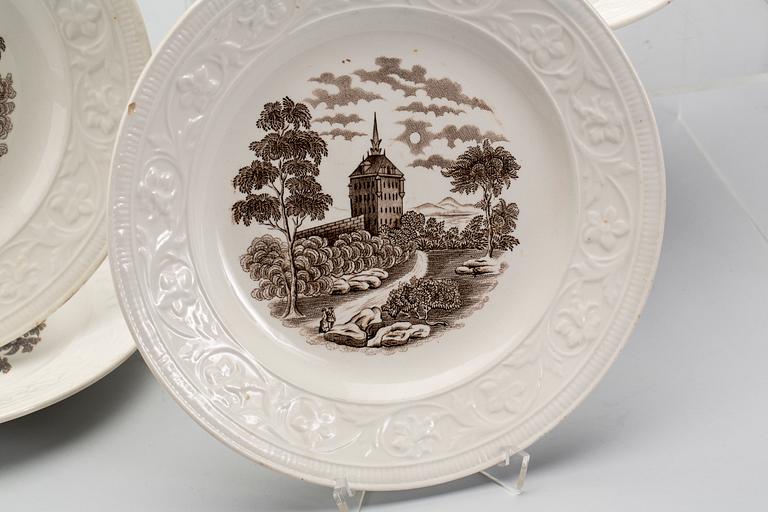 TALLRIKAR, flintgods, 6 st, Rörstrand, 1800-talets andra hälft.