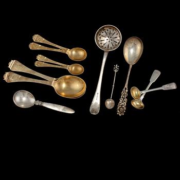 PARTI SILVER, 13 delar, 1800/1900-tal. Vikt 375 g.