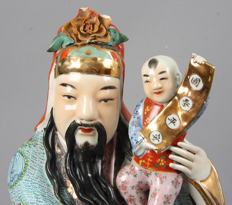 FIGURER, 3 st, porslin, Kina, 1900-tal.