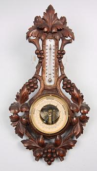 BAROMETER MED TERMOMETER, sent 1800-tal.