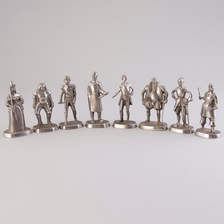 ALLAN EBELING, efter, skulpturer, 8 st, rostfritt stål, signerade i godset, precisionsgjuteriet Nyby bruk.