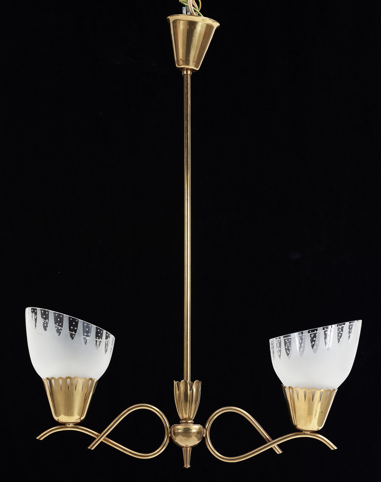 TAKLAMPA, mässing, 1940/50-tal.