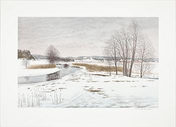 REINHOLD LJUNGGREN, mappen "Vinter", 5 st färglitografier. Sign o numr 188/310. 1983-84.