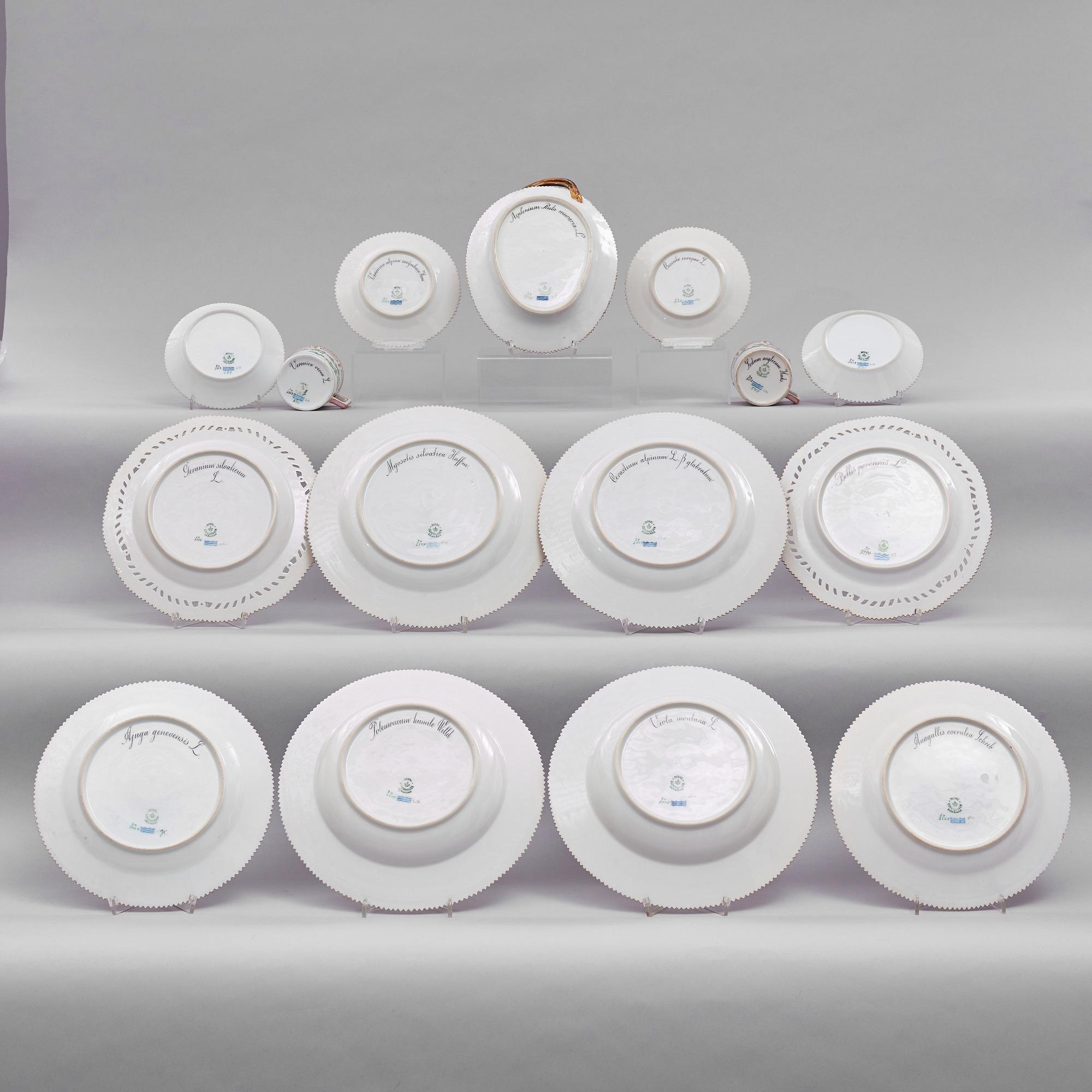 A Royal Copenhagen 'Flora Danica' part dinner service for two, Denmark, 20th Century. (13 pieces).