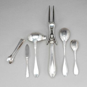 PARTI SILVER, 6 delar, modell "Svensk spets", 1910-30-tal. Tot vikt 283 gram.