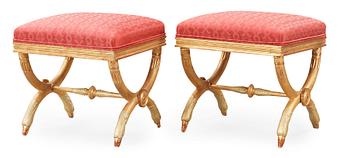 1556. A pair of late Gustavian stools by E Ståhl, master 1794.
