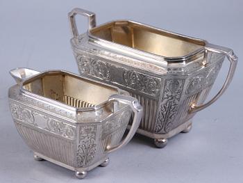 TE samt KAFFESERVIS, 4 delar, pläter, England.