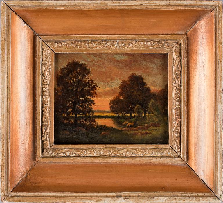 DUPRE, JULES. Tillskriven. Olja på pannå, sign.