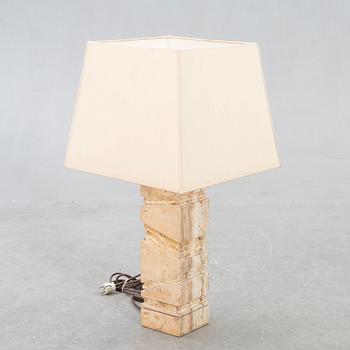 A 1970s travertine table lamp.