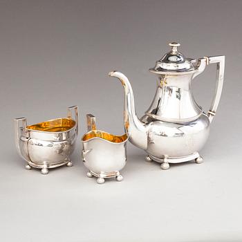 VILLE (Wilhelm) PORTHAN, A 3-piece silver coffee set, Wiborg 1919.