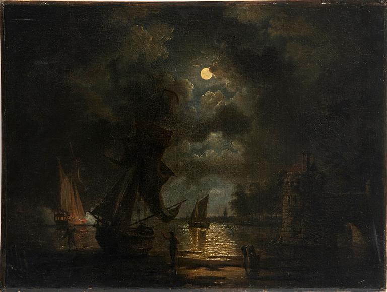 Okänd konstnär, Månskensklandskap, 1800-tal.