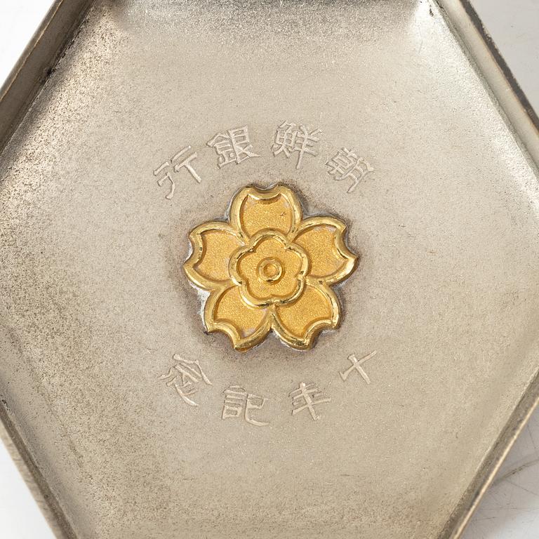 A group of six Japanese salts / boxes, some marked sterling silver, around 1900.